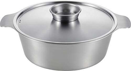 Yoshikawa Luxury SJ3568 Yokushabu Pot, 8.7 inches (22 cm), 2.5 L (2.5 L), Stainless Steel, Shabu-shabu Pot, Tabletop Pot, For Both Induction and Open Fires, Tsubame Sanjo, Made in Japan