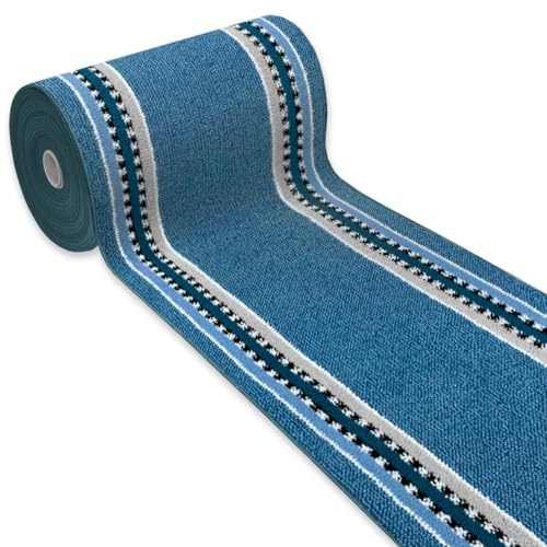 emmevi Tappeto Cucina Antiscivolo Passatoia Bordata Ingresso Scala Lavabile Mod.ALEXA Dis.A 50X110 BLU