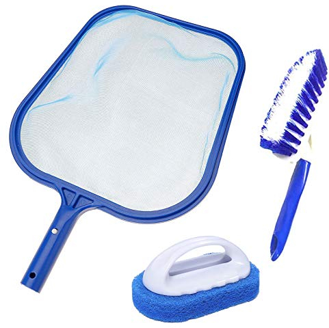 Hot Tub Cleaning Kit Accessories, Pool Skimmer Leaf Net Fine Mesh Net, Scrubbing Brush and Sponge Brush for Cleaning Spas, Hot Tubs, Fountains