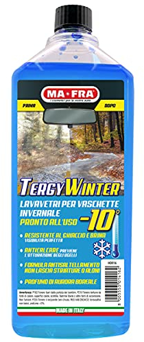 MAFRA, Tergy Winter -10 °C, Liquido Lavavetri per Vaschette Invernale, con Anticalcare e Antigelo, Rimuove Traffic Film, Garantisce la Scorrevolezza delle Spazzole, Formato 1000ml