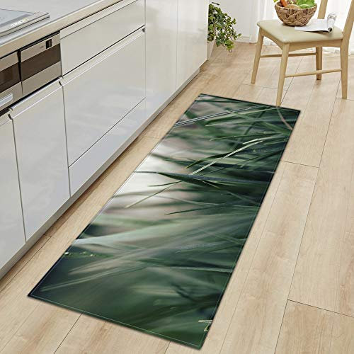 &ET Küchenläufer,Teppichläufer Im Landhausstil Für Flure Grünpflanzen Rechteckiger Rutschfester Bodenteppich Für Den Innenbereich Badteppich Für Küche Esszimmer Home Dekorativ, 40X120Cm (16X47 Zoll)