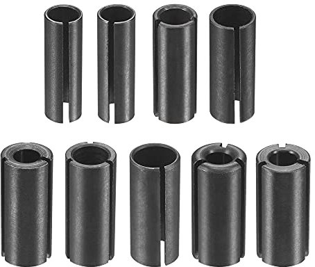 sourcing map 9pcs Router Collet Driver Adapter Set Convert 8mm/12mm/12.7mm to 6mm 8mm/9.5mm/12.5mm to 6.35mm 10mm/12mm to 8mm 12mm to 10mm for CNC Engraving Bit Machine