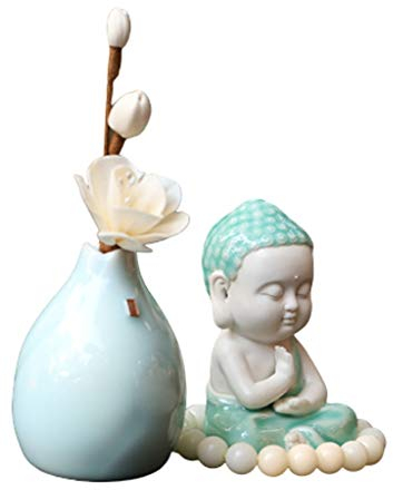 Buddha Figur Buddha Statue Celadon Skulptur Maitreya lachend Buddha Autozubehör Zen Buddha kreative Parfüm Dekor Handwerk Art-Deco-Geschenke (Color : B)