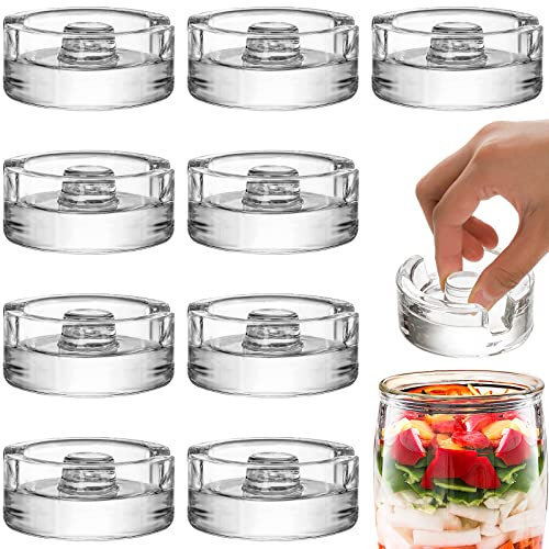 Mezchi 9-Pack Fermentation Weights with Easy Grip Handle, Glass Lids for Wide-Mouth Jars, Perfect for Pickling Sauerkraut, Pickles and Other Fermented Foods