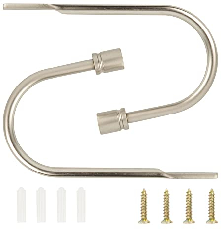 TAIYOU 2 Pezzi Fermatende e Raccogli Tenda Ganci per Tende Metallo Ganci a U Fermatenda con Viti per Camera da Letto Soggiorno Ufficio Sala da pranzo Caffè Albergo Argento Testa Cilindrica