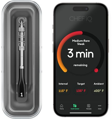 CHEF iQ Sense Smart Wireless Meat Thermometer with Ultra-Thin Probe, Unlimited Range Bluetooth Meat Thermometer, Digital Food Thermometer for Remote Monitoring of BBQ Grill, Oven, Smoker, Air Fryer