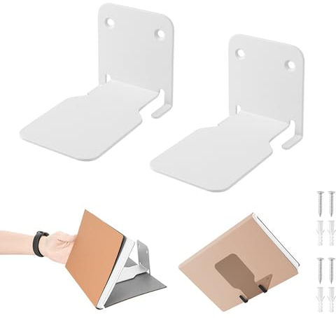 Mensola Invisibile Libri Scaffali Galleggianti - 2 Pezzi Libreria a Muro Multiuso in Acciaio Inox con Supporto a Nascosto per Domestico, Ufficio, Aula e Biblioteca (10,7 x 6 x 6,9 cm, Bianco)
