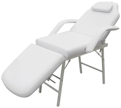 TANZEM Kosmetikstuhl Tragbar, Massagestuhl, Kosmetik Liege, Tantra Liege, Behandlungsliege, Pediküre Stuhl, Fusspflege Stuhl, Bett Für Wimpernverlängerung, Kunstleder 185×78×76 cm Weiß