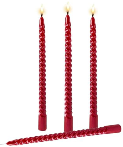 4er Set Rustik Kerzen Ambiente Weihnachten - Adventskranz Rustic Kerze Stumpenkerze Advent Weihnachtskerze (Red, One Size)