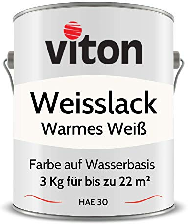 Viton Weisslack - 3 Kg - RAL 9010 Reinweiss (Warmes Weiss) - Seidenmatt - 3in1 Premium Lack - Hohe Beständigkeit & Deckkraft - Alle Oberflächen - HAE 30