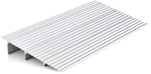 GOPLUS Türschwellenrampe, verstellbare Rollstuhlrampe rutschfest aus Aluminium, Rampe für Türschwellen bis 317kg Belastbar, Schwellenampe tragbar für Rollstuhl Kinderwagen (8,5cm Höhe)