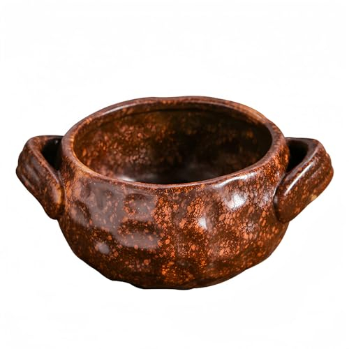 Dowbom Ciotola da zuppa con manico, tazze da brodo, ciotole con manici, tazza per zuppa di microonde, ciotole per zuppa di cipolle francesi (marrone, 400 ml), BL-TW-005