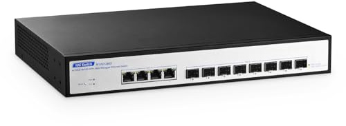 YuLinca Commutateur géré 12 ports 10 Gbps, 8 emplacements SFP+ 10G avec 4 ports RJ-45 10G, prise en charge 10G/5G/2.5G/1000M Auto-négociation, Smart Web Managed Gaming Switch