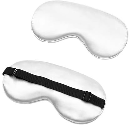 Schlafmaske Frauen Seide Schlaf Maske Augenmaske for Schlafen Blackout Augenmaske Schatten Patch Augenmaske Augenbinden Frauen Männer Reisen(White)