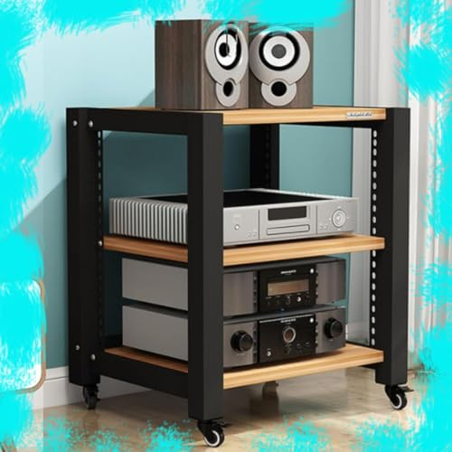 ZIUSFAC Stereo-Receiver Regal AV-Medienständer HiFi Ständer Audioständer Plattenspieler Regal 2/5-stöckiges Audio Schrank CD-Player Entertainment-Center Rack(Walnut,3 Tier)