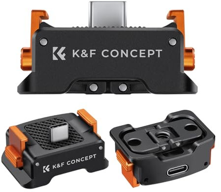 K&F Concept Ladeadapter Basis für DJI Osmo Pocket 3, Typ-C Ladestation Fit Arca-Swiss Standard, mit 1/4 Schraubenloch/Faltfinger, Aluminiumlegierung Halterung