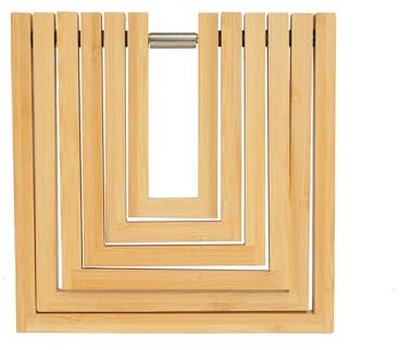 TARUNMO Topfuntersetzer Holz 2er Set, Faltbarer Untersetzer Topf Holz Groß 20cm, Hitzebeständiger Topf Untersetzer-Set, Bambus Tischuntersetzer Für Heiße Töpfe & Pfannen, Langlebig & Dekorativ