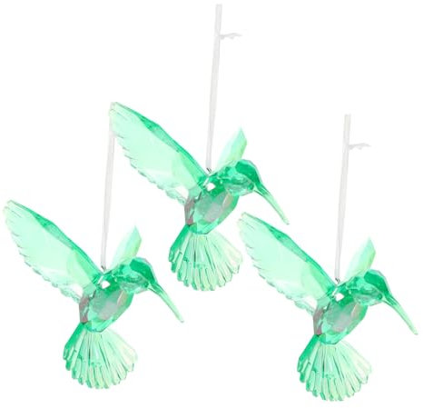 HOMOCONO 3stücke Transparente Acryl Vogel Anhänger Schillernde Langlebige Deko Zum Aufhängen Wetterfeste Fliegende Vogel Ornamente Für Garten Wohnzimmer Und Festliche Anlässe Smaragdgrün