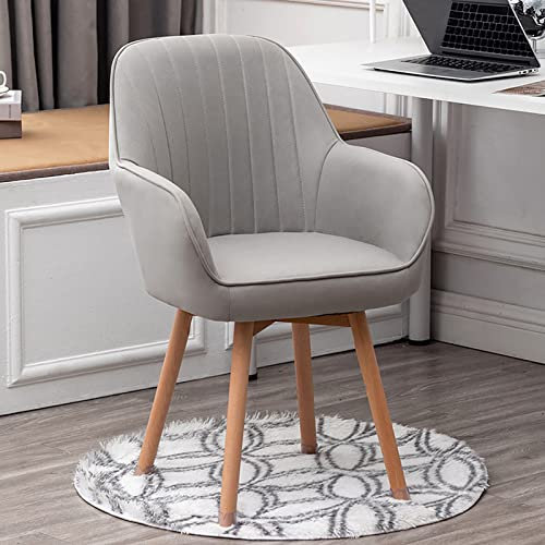 Samtsessel im Mid-Century-Stil, Drehstuhl aus Holz, Esszimmerstuhl für Schminktisch, Schreibtisch oder modernes Büro, bequemer gepolsterter Sitz