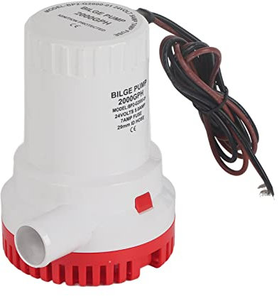 Akozon Mini Pompa Sommergibile per Acqua 12V 24V DC 2000 GPH - Pompa di Sentina Marina per Barche, Pompa di Drenaggio Acqua di Mare C Act per Piscine e Acquari (24V)