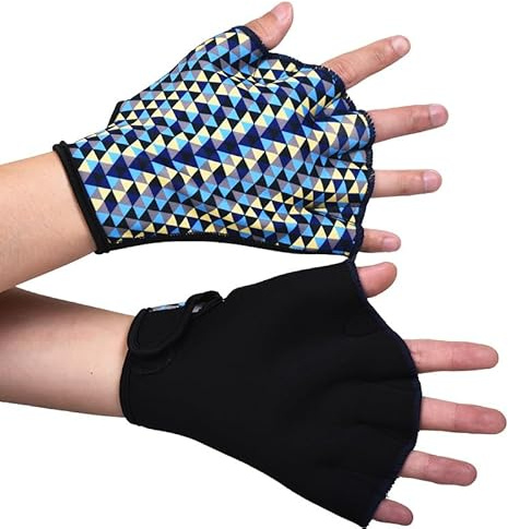 Guanti da Nuoto Guanti Palmati da Immersione Guanti da Allenamento Nuoto Guanti Acquatici Resistente all'acqua Palmati in Neoprene Surf per Bambini Adulti (Blu, L)