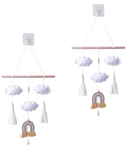 Amosfun 1 Jeu Pendentif Mobile pour Bébé Au Plafond Tenture Murale en Macramé Arc-en-Ciel Cloud LED Décoration Suspendue À La Maison Décoration Murale D'intérieur Fil 2 Pièces