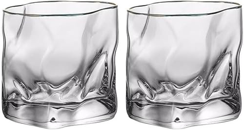 QMOWIZ Bicchieri Whisky Bicchiere da Vino Creativo Bicchiere da Whisky in Cristallo Bicchiere da Cocktail Quadrato da 280 ml/9,5 Once Tazze da Colazione