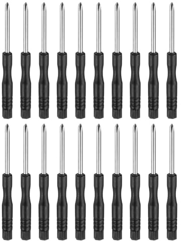 sourcing map Lot de 20 mini tournevis cruciformes PH1 #1 de 7,9 cm de long en acier au carbone avec poignée ergonomique pour réparation de bricolage, noir