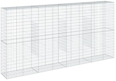 Panier de Gabion, Panier à Pierre Gabion Mur de Soutènement Clôture de Jardin avec couvercle 400x50x200 cm fer galvanisé