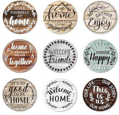 ANATTASOUL 9 Pezzi di Pattern Benedizioni Sottobicchieri Legno, Sottobicchieri per Bevande,Coaster per Tavolino del Caffè, Decorazione per Cucina e Sala da Pranzo