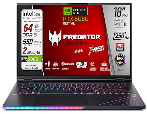 Acer Predator Helios 18 Ai Portatile Gaming, Ultra 9-275HX, Limited edition