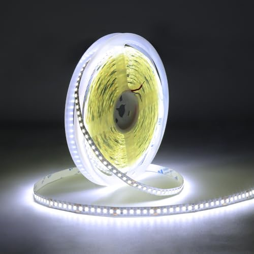 JINABLOSSY SMD Tira de luces LED 10m 8mm, tira de luz LED DC 24V blanco frío 6000K, 180 LED/m CRI90+ súper brillante para fiestas, mostradores, decoración del hogar (solo tira de luz LED)