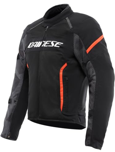 DAINESE - Air Frame 3 Tex jacka sommar motorcykeljacka i tyg med vindtätt foder, svart/neonröd, 58