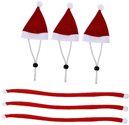 BESTonZON Mini-weihnachtsmütze und Schal-Set für Kleine Haustierpuppen Puppen-weihnachtshut Rot Mini-weihnachtsdeko für Haustiere und Puppen