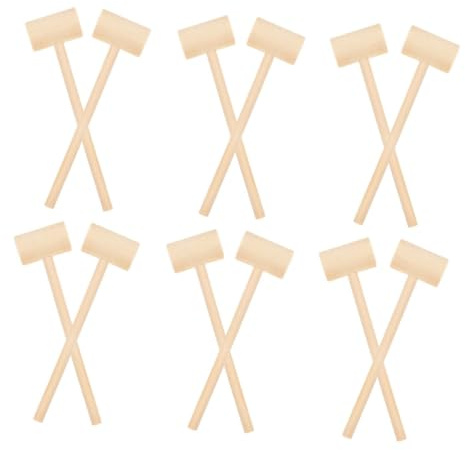 HEMOTON 24pcs Mini Wooden Mallet Natural Wood Small Hammer Tool for Chocolate Breaking and Craft Activities Party Game Props Enhancing Coordination and Creativity