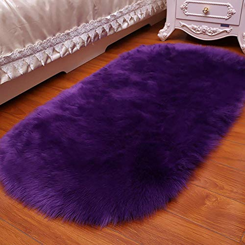 Tappeto a pelo lungo in finta pelle di pecora viola, per camera da letto, soggiorno, comodino, divano, 70 x 200 cm