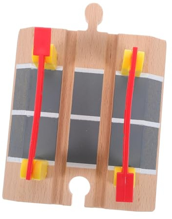 FRCOLOR Wooden Railway Train Track Accessory Road Block Model DIY Railing Barrier Pretend Barricade for Safe Educational Train Enthusiasts