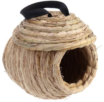 WEKAMOS Nid Oiseau Tissé Main Paille Naturelle Nichoir pour Perruches Et Petits Animaux Offre Un Abri Sécuritaire