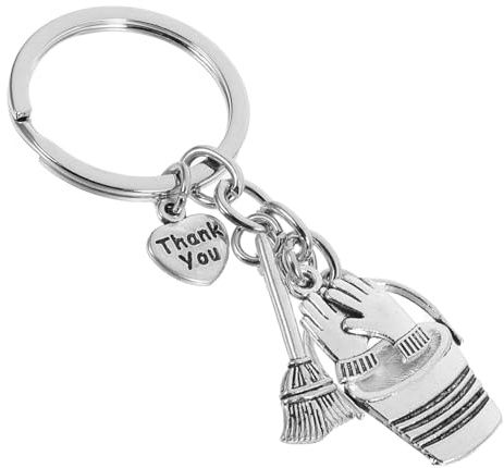 SOIMISS Housekeeping Keychain with Bucket Broom Gloves Charms Thank You Appreciation Cleaners Janitorial Staff Domestic Workers Appreciation Token
