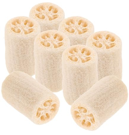 COLLBATH 8pièces Éponges de Bain Luffa Naturel pour Corps la Cuisine Nettoyage Exfoliantes et Séchant Rapidement