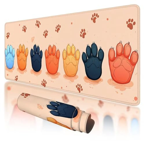 Alfombrilla Ratón XXL 1200 x 600 mm Lindo Alfombrilla Ratón Gaming, Gato Mouse Pad XXL con Base de Goma Antideslizante, Mouse Pad con Superficie Especial, Mejora la Precisión y la Velocidad, I-99