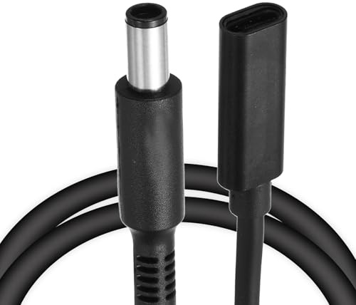sourcing map 0.5FT USB C to DC PD Power Fast Charging Cable, 7.4mmx5mm 65W/18V-20V DC Power Cable, Type C Input 3.25A Adapter Jack Converter for Router, Cameras, TV Box, Desk Lamp(Black)
