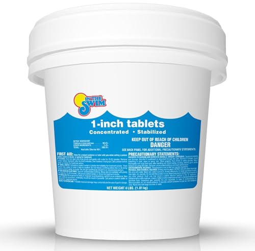 In The Swim 1 Inch Stabilized Chlorine Tablets for Sanitizing Swimming Pools - Fast Dissolving - 90% Available Chlorine - Tri-Chlor - 4 Pounds