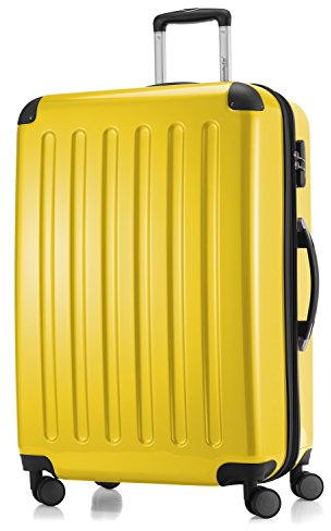 HAUPTSTADTKOFFER Alex - Großer Hartschalen-Koffer, 4 Doppel-Rollen, Trolley, Rollkoffer, Reisekoffer, Volumenerweiterung, 75 cm, 119 Liter, Gelb
