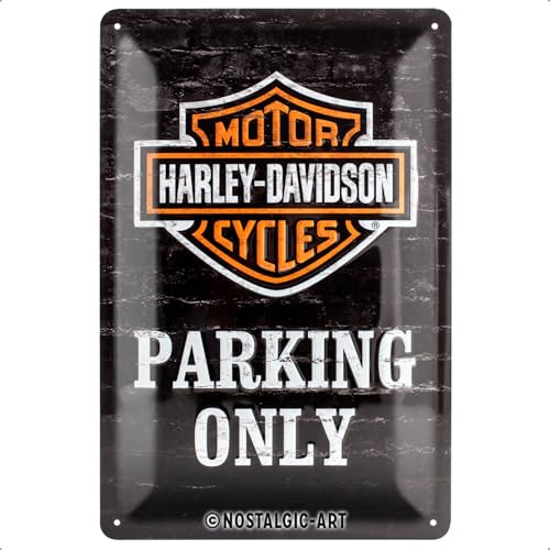 Nostalgic-Art Retro Blechschild, 20 x 30 cm, Harley-Davidson – Parking Only – Geschenk-Idee für Biker, Original Lizenzprodukt (OLP), aus Metall, Vintage Design, Blechschilder Sprüche | Original Harley-Davidson Lizenzprodukt (OLP), aus Metall, Vintage Design, Blechschilder Sprüche, Geschenk-Idee für Biker