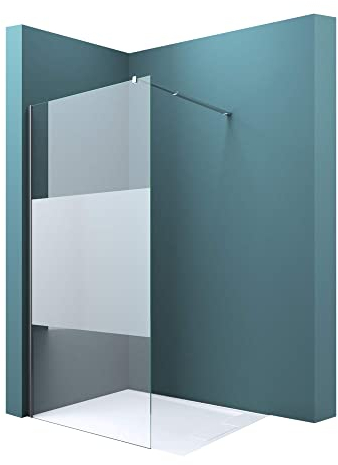 Mai & Mai Box Doccia Walk-In 140x200cm, Parete Doccia in Vetro Parzialmente Smerigliato 8mm Braccio di Sostegno 70-120cm Vetro di Sicurezza ESG con Rivestimento Nano BRAM3 Bremen01MS