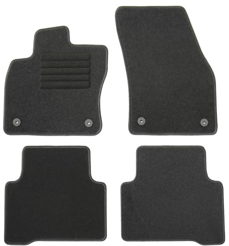 AD Tuning Textil Fußmatten für VW Touran 2 5T (09/2015-) | 4-teilig, 100 % passgenau, Textil, Schwarz, Randkettelung, mit Befestigungen vorne