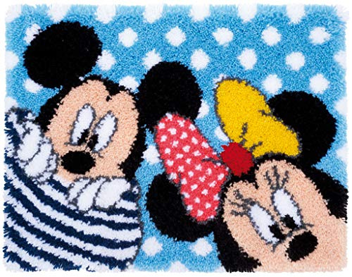 Vervaco Disney Knüpfteppich Mickey & Minnie Knüpfpackung, Baumwolle, Mehrfarbig, 68.0 x 53.0 x 1.0 cm, PN-0167700