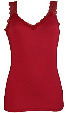 Miss Rouge - Top, camiseta de tirantes de encaje granate Talla única