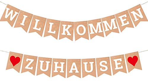 ecooe Cartelli di benvenuto vintage per decorazioni e feste di famiglia con stamina da 19 pezzi e corda di juta da 3 m 1m (2 pezzi)